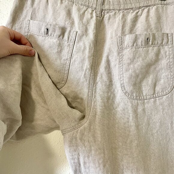 Eddie Bauer Linen Pants for Women Medium Petite Wide Leg Pants Beige Pockets - Picture 10 of 13